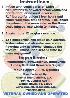 Strawberry Watermelon Mojito Freeze-Dried Handcrafted 32oz Cocktail Infusion