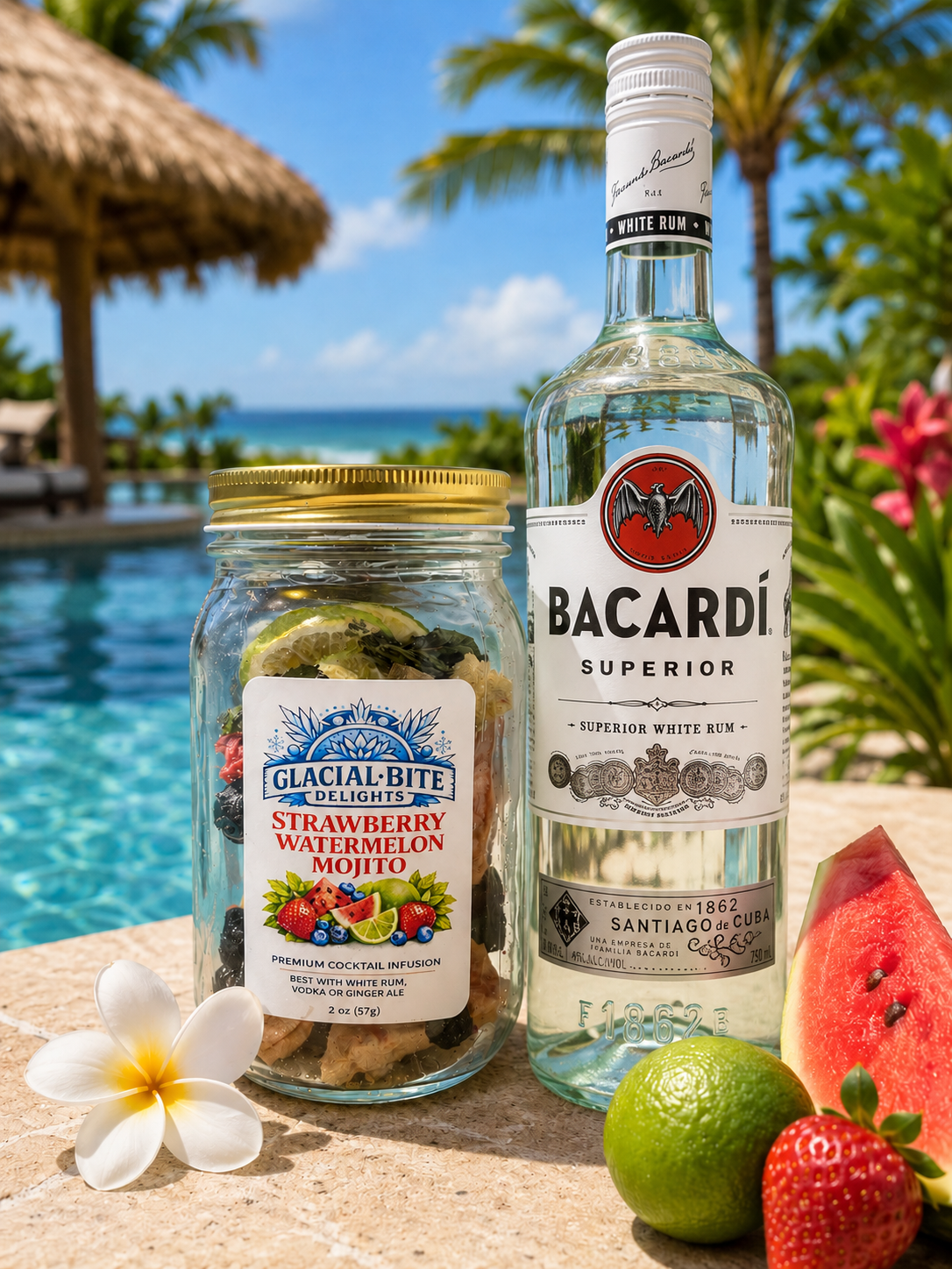 Strawberry Watermelon Mojito Freeze-Dried Handcrafted 32oz Cocktail Infusion
